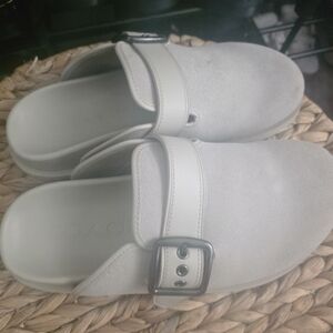Coach Cream Mules with Buckle